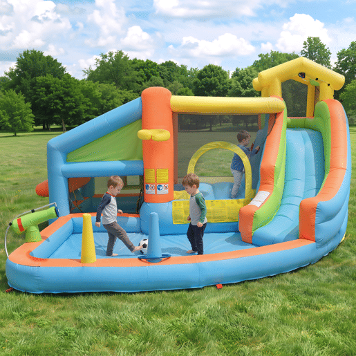 Castelo insuflável para crianças de tecido oxford com piscina,multicolor