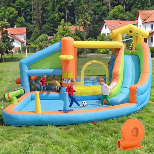 Castelo insuflável para crianças de tecido oxford com piscina,multicolor