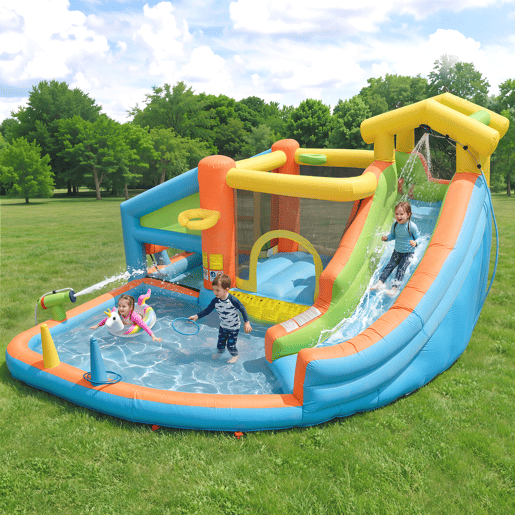 Castelo insuflável para crianças de tecido oxford com piscina,multicolor