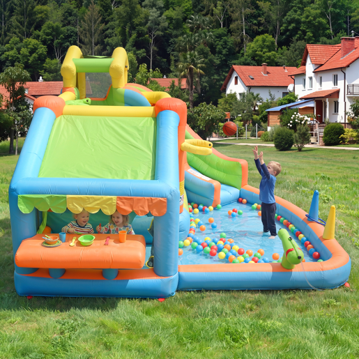 Castelo insuflável para crianças de tecido oxford com piscina,multicolor