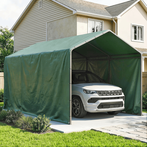 Outsunny Lona Impermeável Exterior 6x8 m Toldo PE Resistente a Rasgões 90 gm² Proteção UV com Ilhós Reforçados para Lenha Móveis de Jardim Veículos Verde