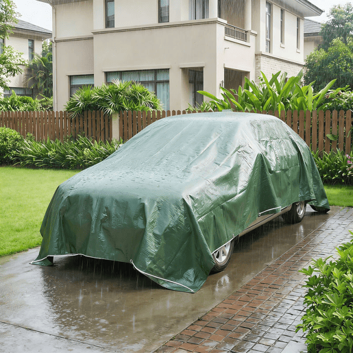 Outsunny Lona Impermeável Exterior 4x6 m Toldo PE Resistente a Rasgões 90 gm² Proteção UV com Ilhós Reforçados para Lenha Móveis de Jardim Estufas Veículos Verde