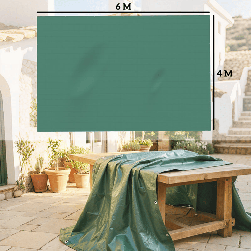Outsunny Lona Impermeável Exterior 4x6 m Toldo PE Resistente a Rasgões 90 gm² Proteção UV com Ilhós Reforçados para Lenha Móveis de Jardim Estufas Veículos Verde