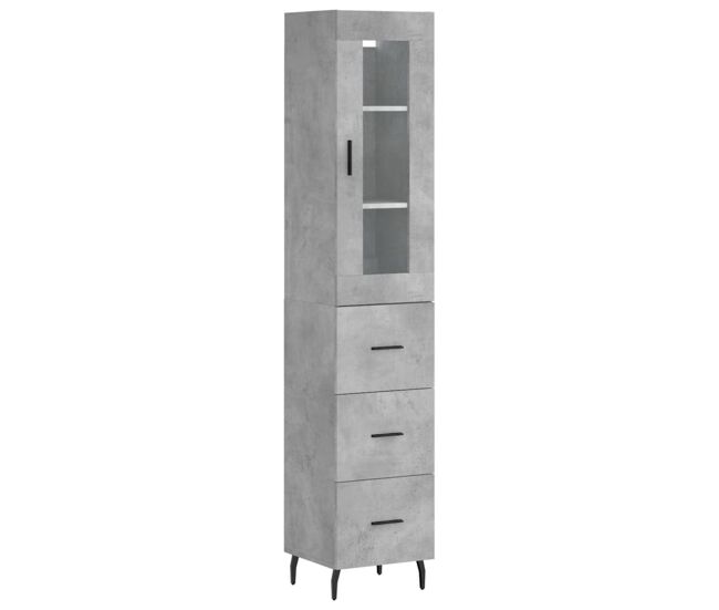 Aparador - mueble de almacenamiento de madera contrachapada gris hormigón 34,5x34x180 cm es2699