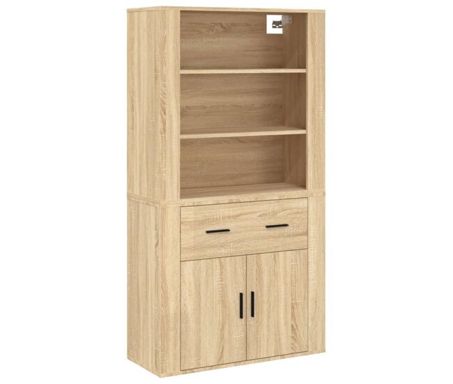 Aparador alto - mueble de almacenamiento madera contrachapada color roble es767