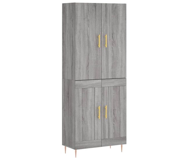 Aparador alto - mueble de almacenamiento madera contrachapada gris sonoma 69,5x34x180 cm es1081