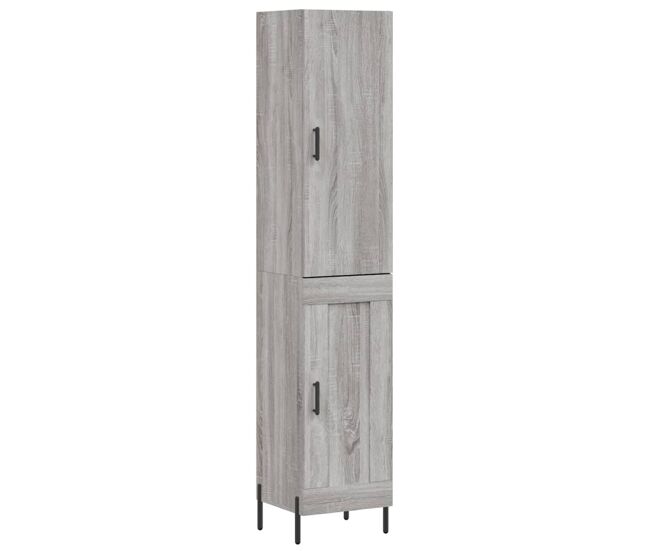 Aparador alto - mueble de almacenamiento madera contrachapada gris sonoma 34,5x34x180 cm es1015