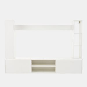 Conjunto de móveis para TV 180x35x33,5 cm - 4 prateleiras, com vitrines, suporta TVs de até 80 - Branco