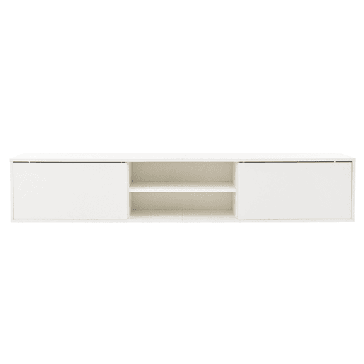 Conjunto de móveis para TV 180x35x33,5 cm - 4 prateleiras, com vitrines, suporta TVs de até 80 - Branco