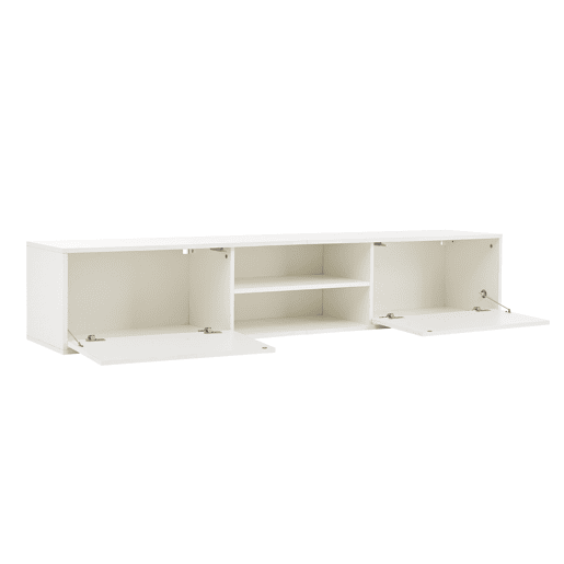 Conjunto de móveis para TV 180x35x33,5 cm - 4 prateleiras, com vitrines, suporta TVs de até 80 - Branco
