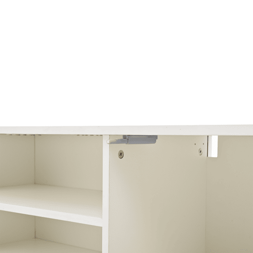 Conjunto de móveis para TV 180x35x33,5 cm - 4 prateleiras, com vitrines, suporta TVs de até 80 - Branco