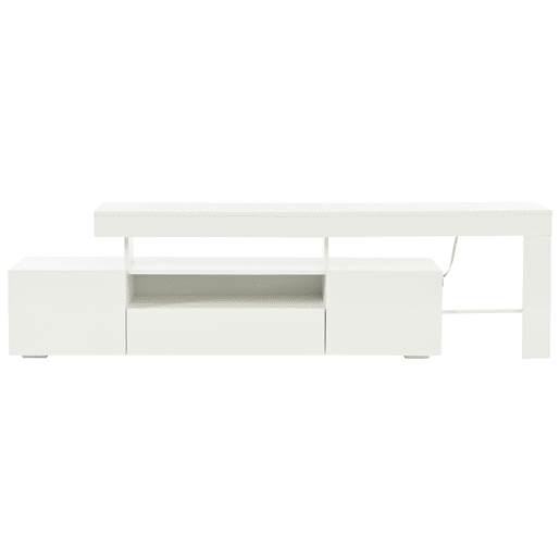 Móvel de TV 192x37x53 cm - Com 3 armários, LED, alto brilho, mesa para TV, branco