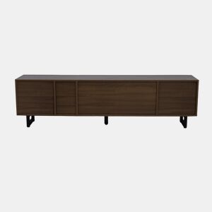 Móvel de TV 180x38 cm - 4 portas, baixo, design vintage - Preto e Natural
