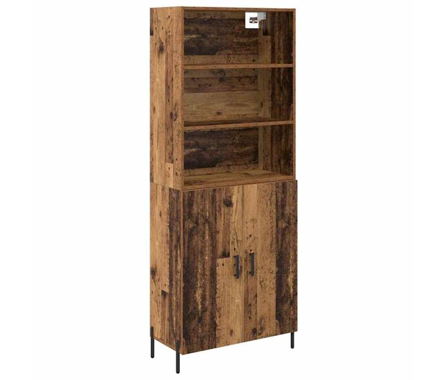 Aparador alto - mueble de almacenamiento madera envejecida 69,5 x 32,5 x 180 cm es1442