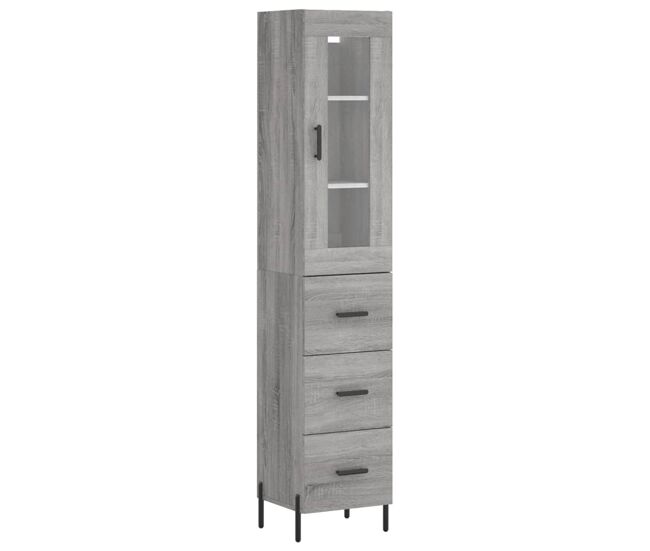 Aparador alto - mueble de almacenamiento madera contrachapada gris sonoma 34,5x34x180 cm es1021