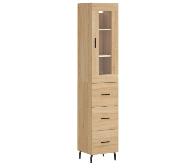 Aparador - mueble de almacenamiento de madera contrachapada roble sonoma 34,5x34x180 cm es3045