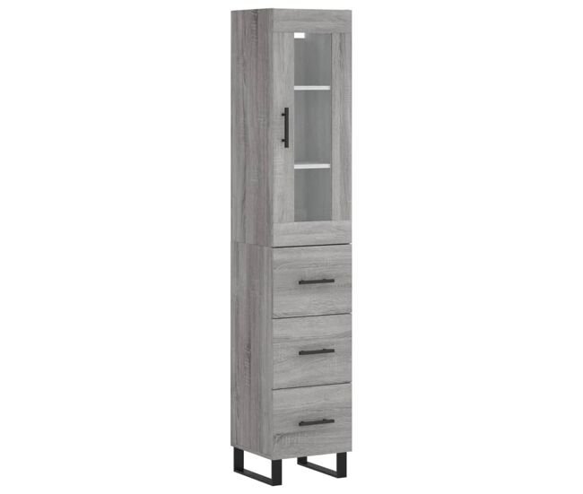 Aparador alto - mueble de almacenamiento madera contrachapada gris sonoma 34,5x34x180 cm es1023