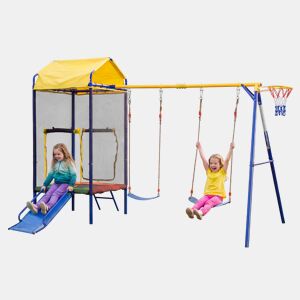 Baloiço infantil de jardim 2 lugares de ferro,multicolor