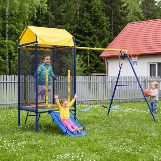 Baloiço infantil de jardim 2 lugares de ferro,multicolor