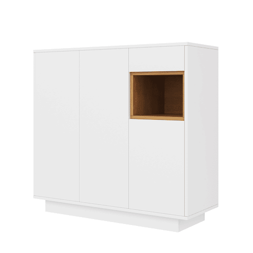 Sapateira 105x39,5x100,5 cm - Com gaveta, prateleiras ajustáveis - Branco e madeira natural