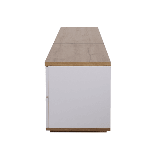 Móvel de TV moderno 180 cm - Design bicolor, acabamento em madeira - Branco