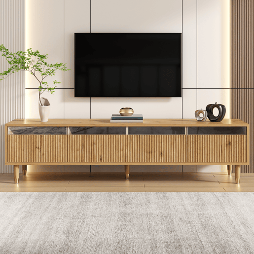 Móvel de TV 178 cm - Design minimalista, grande capacidade, 4 gavetas - Madeira
