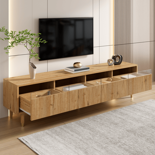 Móvel de TV 178 cm - Design minimalista, grande capacidade, 4 gavetas - Madeira