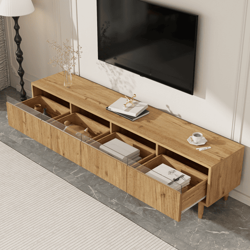 Móvel de TV 178 cm - Design minimalista, grande capacidade, 4 gavetas - Madeira