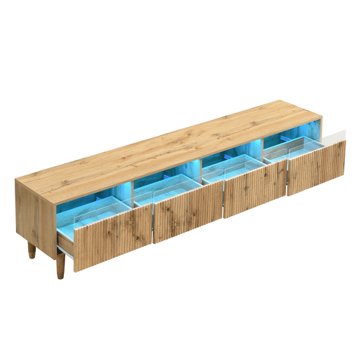 Móvel de TV 178 cm - Design minimalista, grande capacidade, 4 gavetas - Madeira