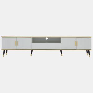 Móvel para TV 200x40x46 cm - Madeira, 2 portas, 1 gaveta, para TVs até 90 - Branco