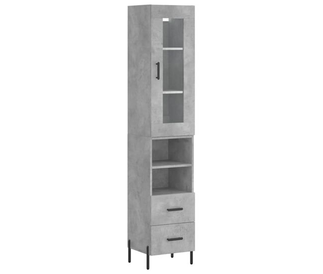 Aparador - mueble de almacenamiento de madera contrachapada gris hormigón 34,5x34x180 cm es2702