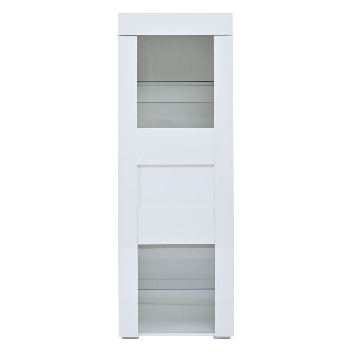 Vitrina 60x40x170 cm - puertas acrílicas, led, 2 estantes de vidrio, alta brillante - blanco