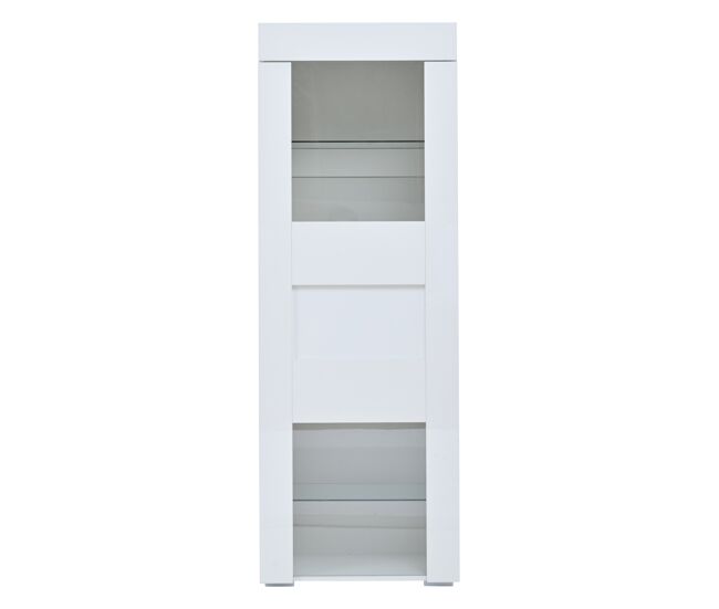 Vitrina 60x40x170 cm - puertas acrílicas, led, 2 estantes de vidrio, alta brillante - blanco