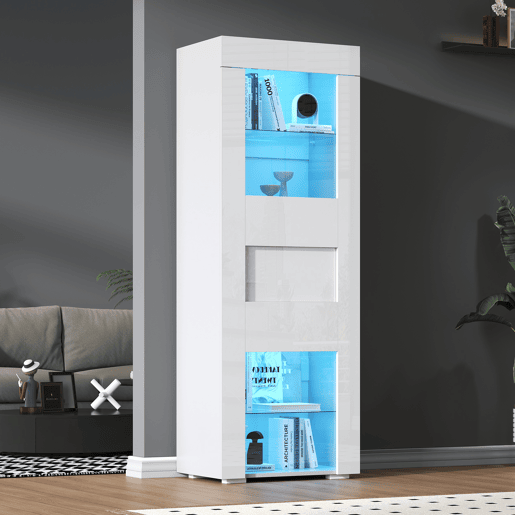 Vitrine 60x40x170 cm - Portas acrÃlicas, LED, 2 prateleiras de vidro, alto brilho - Branco Vitrine 60x40x170 cm - Portas acrÃlicas, LED, 2 prateleiras de vidro, alto brilho - Branco