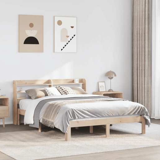 Estrutura De Cama De Casal c cabeceira - 150x200 cm pinho maciço