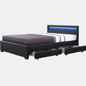Cama LED com 4 gavetas ico - 140 × 190 cm - Preto