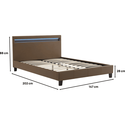 Cama LED Maria - 140 x 190 cm - Taupe