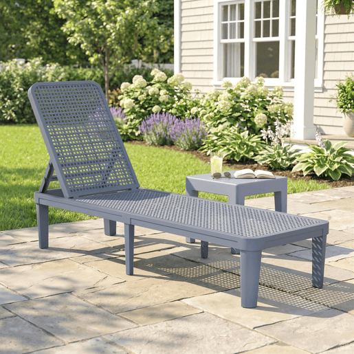 Outsunny Espreguiçadeira Reclinável de Jardim Exterior em PP com Encosto Ajustável em 4 Níveis, Suporta até 120 kg, para Pátio, Terraço, Varanda, Montagem Fácil, 191x55x35,5 cm, Cinzento Escuro