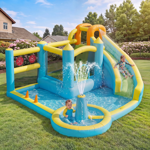 Castelo insuflável para crianças de tecido oxford com piscina,multicolor