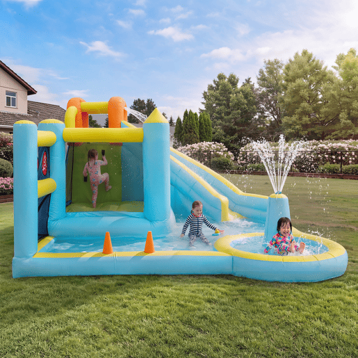 Castelo insuflável para crianças de tecido oxford com piscina,multicolor