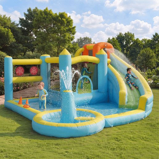 Castelo insuflável para crianças de tecido oxford com piscina,multicolor