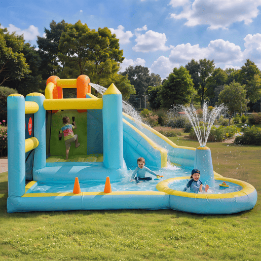 Castelo insuflável para crianças de tecido oxford com piscina,multicolor