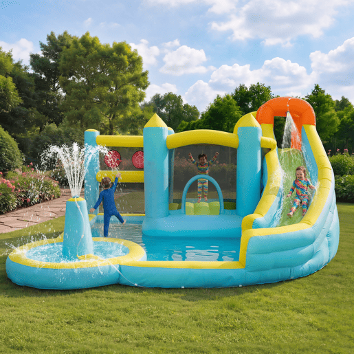 Castelo insuflável para crianças de tecido oxford com piscina,multicolor