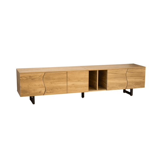 Móvel de TV 191x38 cm - 5 portas, design exclusivo, baixo - Natural