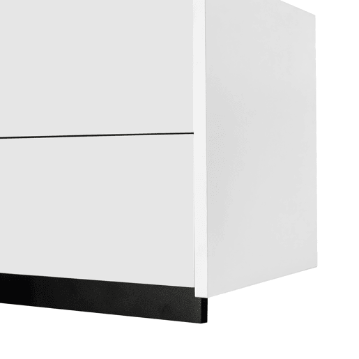 Móvel de TV - alto brilho com portas e gavetas, pés pretos - branco