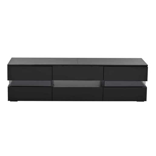 Móvel de TV moderno 160x39x45 cm - com LED, 2 portas, 1 gaveta, acrílico, para TV de 70 - Preto Móvel de TV moderno 160x39x45 cm - com LED, 2 portas, 1 gaveta, acrílico, para TV de 70 - Preto