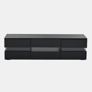 Móvel de TV moderno 160x39x45 cm - com LED, 2 portas, 1 gaveta, acrílico, para TV de 70 - Preto