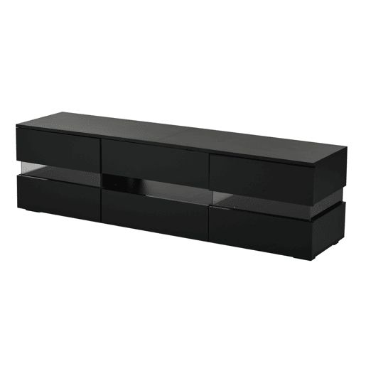 Móvel de TV moderno 160x39x45 cm - com LED, 2 portas, 1 gaveta, acrílico, para TV de 70 - Preto Móvel de TV moderno 160x39x45 cm - com LED, 2 portas, 1 gaveta, acrílico, para TV de 70 - Preto
