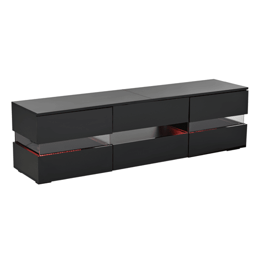 Móvel de TV moderno 160x39x45 cm - com LED, 2 portas, 1 gaveta, acrílico, para TV de 70 - Preto Móvel de TV moderno 160x39x45 cm - com LED, 2 portas, 1 gaveta, acrílico, para TV de 70 - Preto
