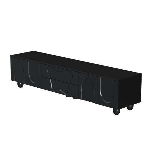 Móvel de TV 180 cm - Minimalista, elegante com pés de madeira - Preto